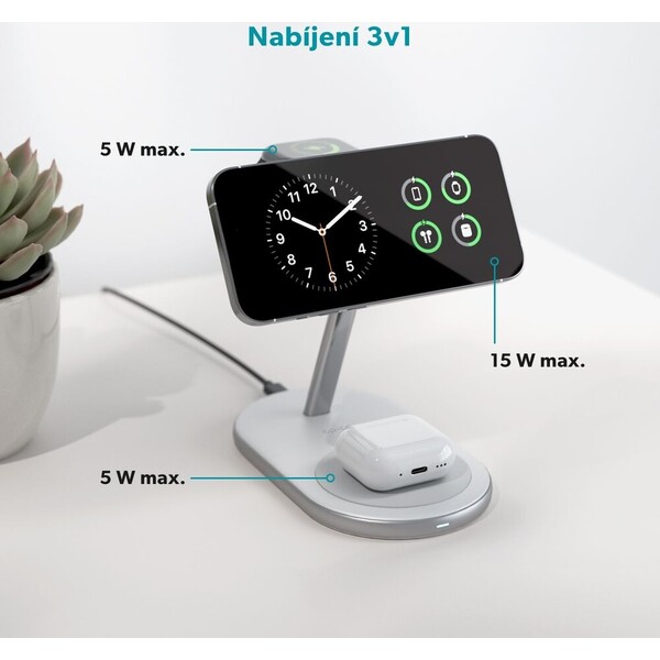 Epico UltraBase Qi2/MagSafe 3v1 Mag+ bezdrôtový nabíjací stojan biely - Nabíjačky - Obrázok d_e590cc41412c4138bb72f5709ad58a1d