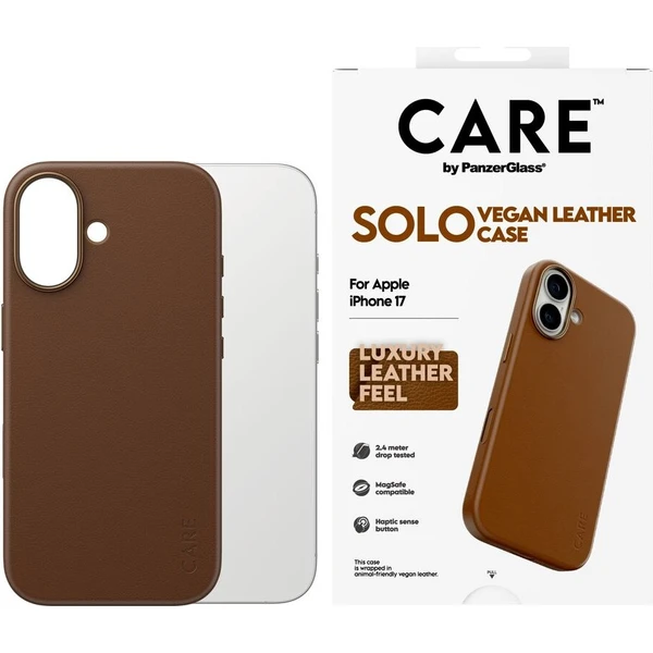 PanzerGlass® CARE SOLO MagSafe kryt z vegánskej kože iPhone 17 hnedý - Puzdra - Obrázok d_e602a950afcf43dba339280128bbab74