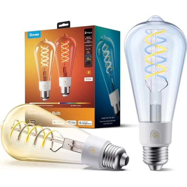 Govee Smart žiarovka ST64 RGBWW 5W-40W 500lm E27 Long Life, Matter (2ks) - Žiarovky - Hlavný obrázok