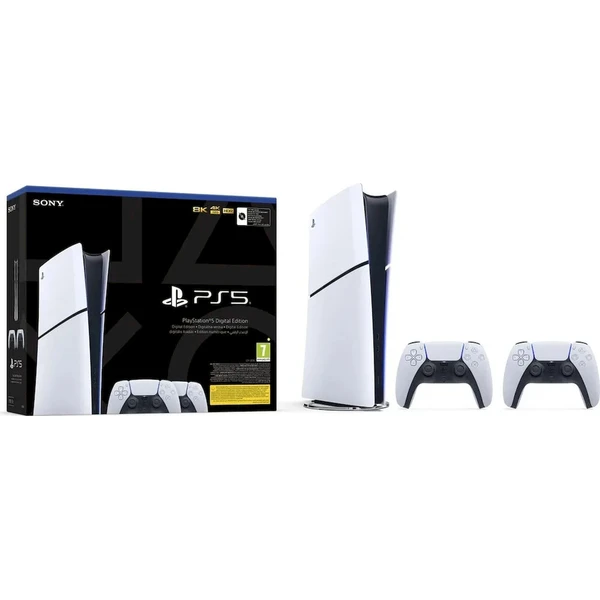 PlayStation 5 Slim Digital Edition 825GB + DualSense biely + Nabíjacia stanica ovládača DualSense - Konzoly - Hlavný obrázok