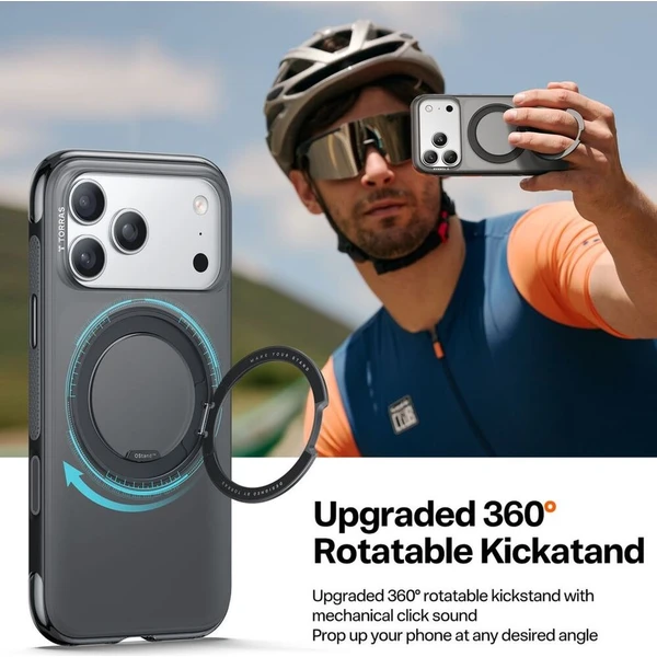 Torras Ostand O Air MagSafe kryt iPhone 17 Pro Max obsidiánová čierna - Puzdra - Obrázok d_f0448819b1444412a768efb8079be3b9