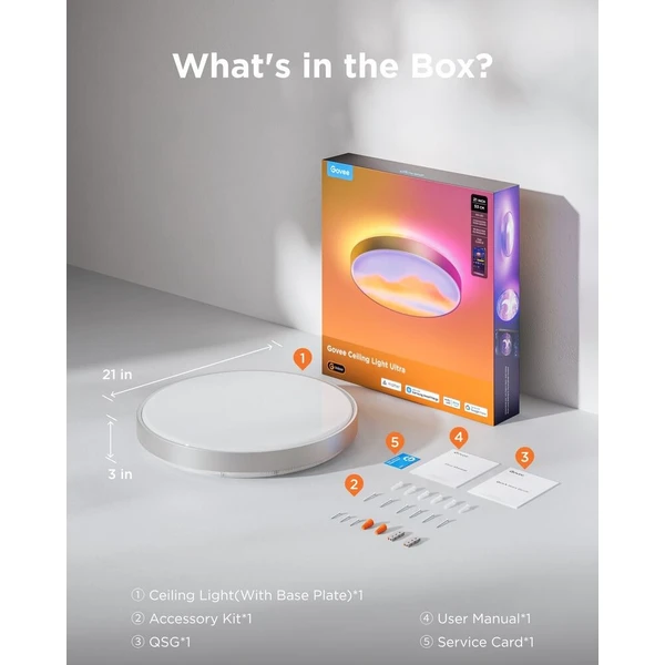 Govee Ultra RGBICWW Smart duálne okrúhle stropné svetlo 5000lm 53cm Matter - Inteligentné osvetlenie - Obrázok d_f0cf627f63ee47afadae8b9b693a2340