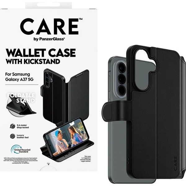 PanzerGlass® CARE peňaženkové puzdro s kickstandom pre Samsung Galaxy A37 čierne - Puzdra - Obrázok d_f217063a3f09422fa5aecddbe9c63737