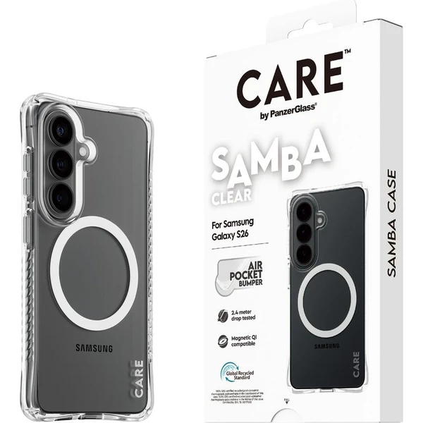 PanzerGlass® CARE Samba Qi kryt Samsung Galaxy S26 priehľadný/biely - Puzdra - Hlavný obrázok