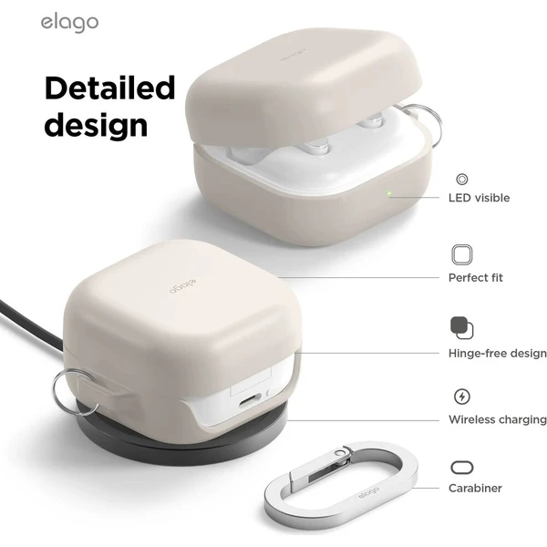 ELAGO Silicone Hang Case pouzdro pro Samsung Galaxy Buds4/Buds4 Pro béžové - Puzdra - Obrázok d_f4172f9eeac441ada8f2dc1f72b6768e