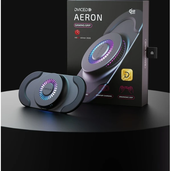 Dviced AERON GRIP Gaming Qi2.2/MagSafe nabíjecí herní držák s aktivním chlazením černý - Nabíjačky - Obrázok d_f558dd3c7aba49cb88a4fe17dbab6e5b