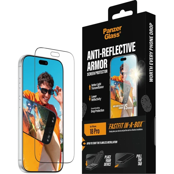 PanzerGlass Anti-Reflective Armor sklo Apple iPhone 18 Pro s bezprašným instalačním boxem - Ochranné fólie a sklo - Hlavný obrázok