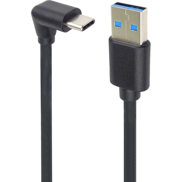 PremiumCord USB-A/USB-C napájací kábel so zahnutým konektorom 3m čierny - Káble a redukcie - Hlavný obrázok