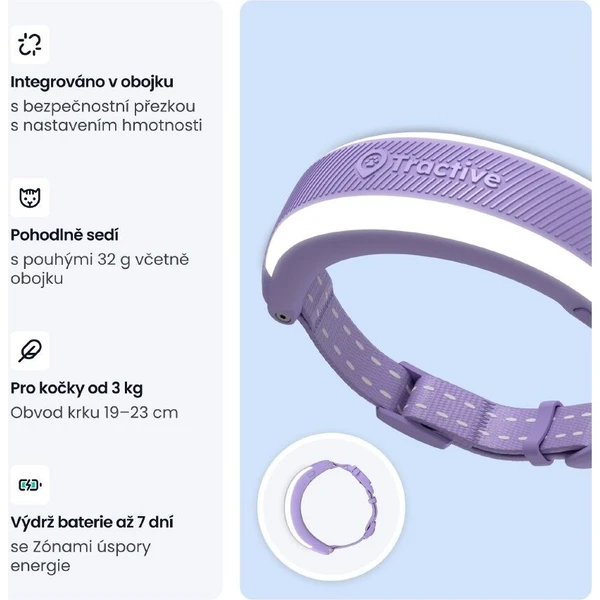 Tractive CAT 6 Mini inteligentný GPS lokátor pre mačky levanduľový - GPS Moduly  - Obrázok d_f7e06be40a1b439baca4d82cbca6e5d0