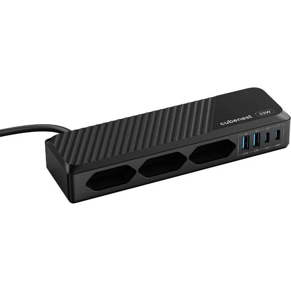 Cubenest PowerStrip SlimLine predlžovací kábel (2xUSB-A, 2xUSB-C) 33W čierny - Nabíjačky - Obrázok d_fcb819c97a7542a7a57ed9430b165feb