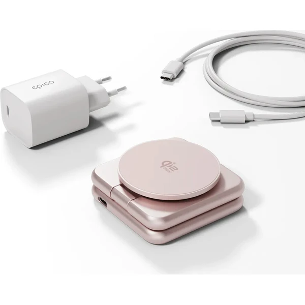 Epico UltraBase Qi2 MagSafe 25W 3v1 Fold kovový Mag+ bezdrátový nabíjecí stojánek růžový - Nabíjačky - Obrázok d_fccc013304e2403782a44e505133914c