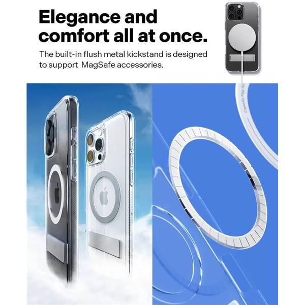 Spigen Caseology Capella MagSafe Kickstand kryt iPhone 16 Pro Max clear white silver - Puzdra - Obrázok da54b82983e847bd8800ae53c420881e