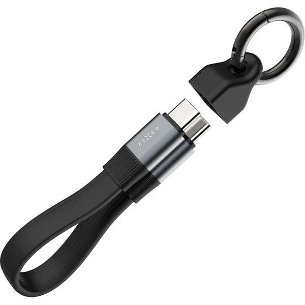 FIXED Clip Cable USB-C kabel s karabinou, 3.2 Gen 2 10Gb/s, 4K 60Hz, PD 240W, černý - Káble a redukcie - Hlavný obrázok