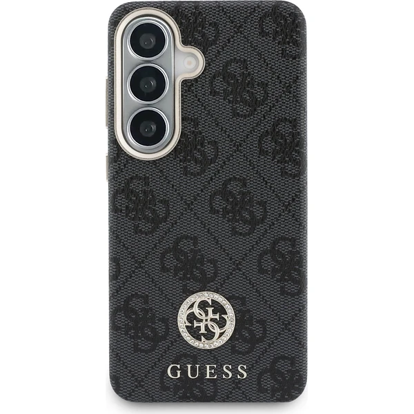 Guess PU Koža 4G Strass Logo Zlatý Rám Magnetický kryt Samsung Galaxy S26 čierny - Puzdra - Obrázok da6e08b27ad04071a587fdeba92737c9