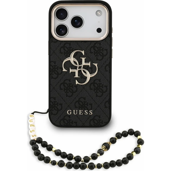Guess PU 4G Metal Logo Strap Zadný kryt pre iPhone 18 Pro Black - Puzdra - Hlavný obrázok