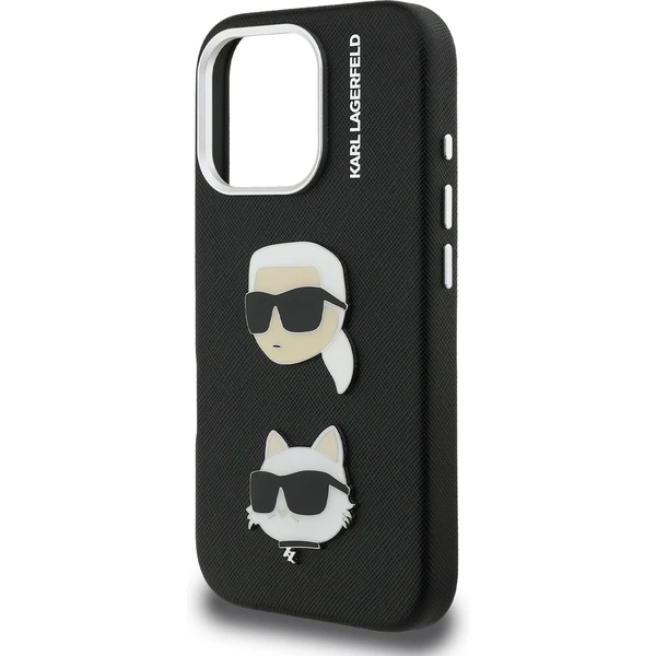 Karl Lagerfeld Grained PU K&CH Heads kryt iPhone 16 Pro Max čierny - Puzdra - Obrázok db243a341d98472caad001a2334144c6