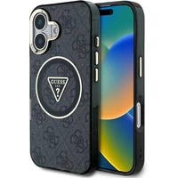 Guess IML 4G Glitter a Triangle Logo MagSafe kryt iPhone 16 čierny - Puzdra