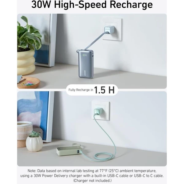 Anker 545 powerbanka 10000mAh, 30W s káblom USB-C zelená - Powerbanky - Obrázok db4b49f6206d4e37837f1ae7dd6ff97a