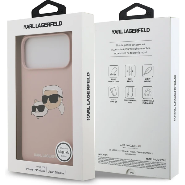 Karl Lagerfeld Liquid Silicone Double Heads MagSafe kryt iPhone 17 Pro Max ružový - Puzdra - Obrázok db7566fb603e4852827b2d2d70d0450a