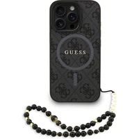 Guess PU Leather 4G Colored Ring Strap MagSafe kryt iPhone 16 Pro Max čierny - Puzdra