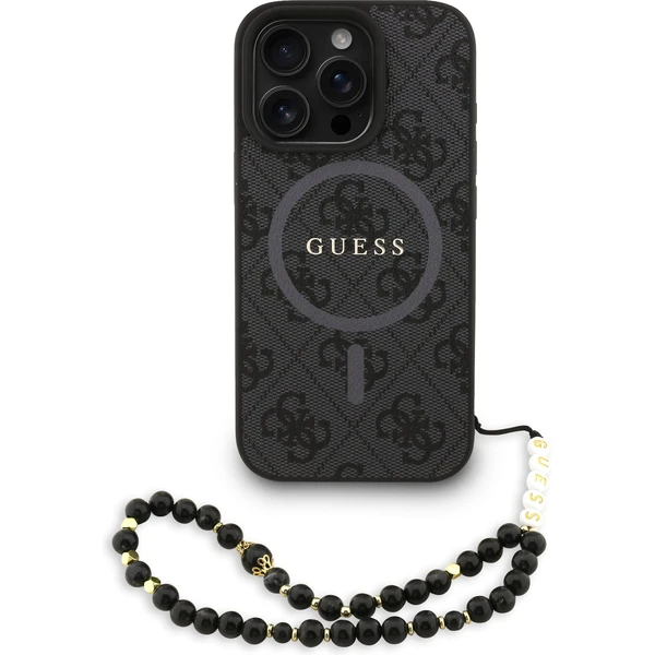 Guess PU Leather 4G Colored Ring Strap MagSafe kryt iPhone 16 Pro Max čierny - Puzdra - Hlavný obrázok