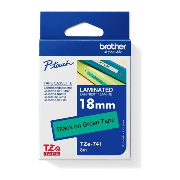 Brother TZe-741 páska čierna na zelenom 18 mm - Pásky pre štítkovače - Hlavný obrázok