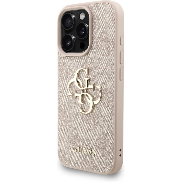 Guess PU 4G Metal Logo Strap kryt iPhone 16 Pre ružový - Puzdra - Obrázok dbf246e8f10445ca80d37c2a776ccd30