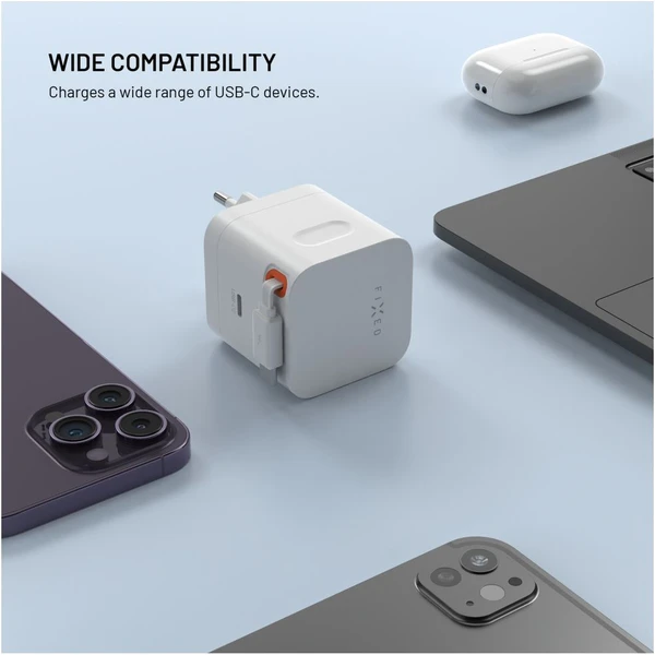 FIXED GaN nabíjačka s 2xUSB-C, PD 3.0, s automaticky navíjacím káblom, 65W, biela - Nabíjačky - Obrázok dc12b0682cff4cbe9f682b505a9b9b36