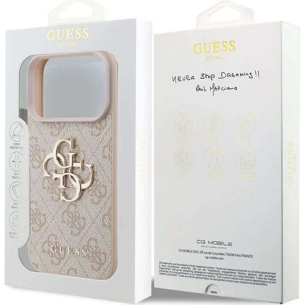 Guess PU 4G Metal Logo Zadný kryt pre iPhone 18 Pro Pink - Puzdra - Obrázok dc154a46d45547799afee58a6659f104