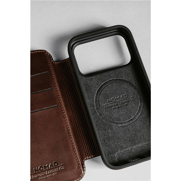 Nomad Modern Leather Folio (Horween) MagSafe kožené púzdro iPhone 17 Pro Rustic Brown - Puzdra - Obrázok dc21ae1ebe044573967908698f3a8fec