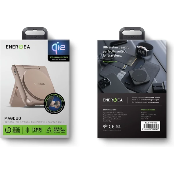 ENERGEA MagDuo 2v1 Foldable (Qi2) MagSafe nabíjačka zlatá - Nabíjačky - Obrázok dc3d90b871da4861a4a5d93b37802e73