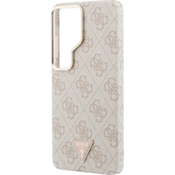 Guess PU koža 4G Strass Trojuholníkové logo Zlatý rám Magnetický kryt Samsung Galaxy S26 Ultra ružov - Puzdra - Obrázok dc4c309cd90a4d708d412f4a01cb08c0