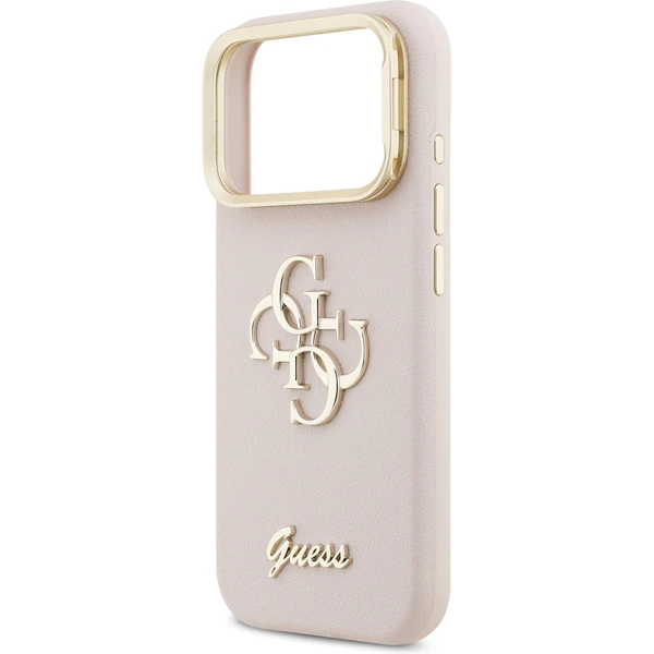 Guess PU Grained 4G Logo Stand Camera Frame kryt iPhone 17 Pro ružový - Puzdra - Obrázok dc857cccead34136ac0589806b421974