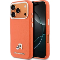 Karl Lagerfeld PU Karl a Choupette Hlavy Kolíky MagSafe kryt iPhone 17 Pro oranžový - Puzdra