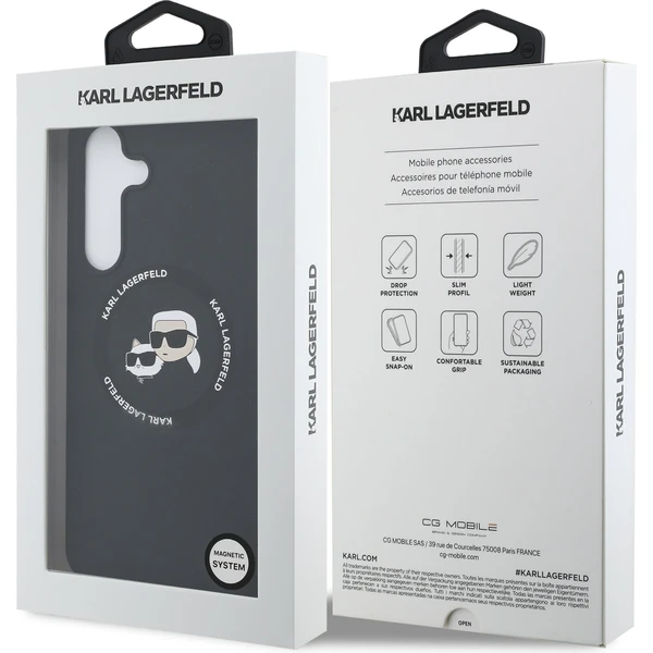 Karl Lagerfeld Liquid Silicone K&CH Heads MagSafe Zadný Kryt pre Samsung Galaxy S25 FE čierny - Puzdra - Obrázok dcc8901bd23f4a548abaaf3074cbfe17