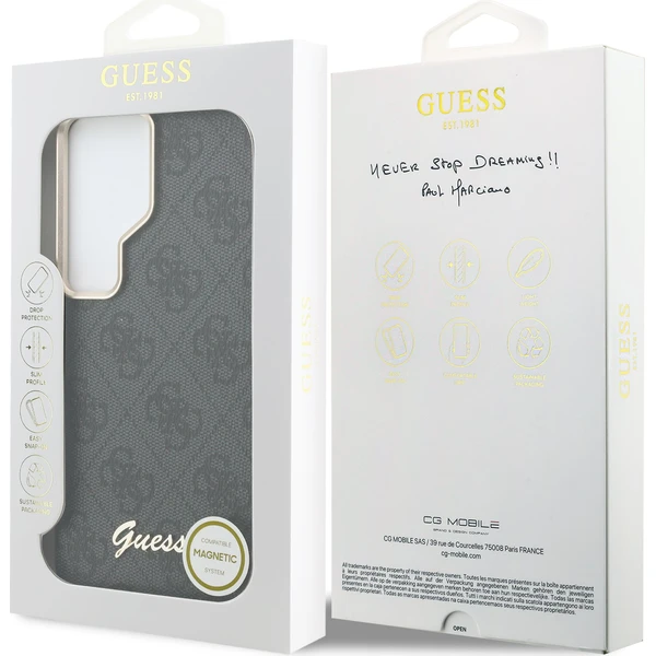 Guess PU 4G Skript Kovové Logo Magnetický kryt Samsung Galaxy S26 Ultra čierny - Puzdra - Obrázok dced4dcae57a49fe9c56529f7c96aa58