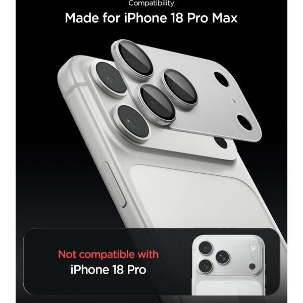 Spigen Glass tR EZ Fit Optik Pro XL 1 Pack sklo na fotoaparát iPhone 18 Pro Max strieborné - Ochranné fólie a sklo - Obrázok dd385bd9790b480380ec2ff1bfaf4474