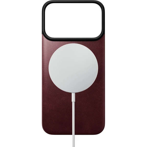 Nomad Magnetic Leather Back (Horween) MagSafe kožený kryt iPhone 18 Pro Burgundy - Puzdra - Obrázok ddcc5fcd674f42b2b34322e8cc86de7b