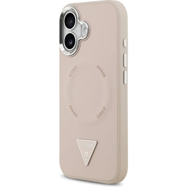 Guess PU Leather Triangle Logo MagSafe kryt iPhone 17 ružový - Puzdra - Obrázok ddcda083df1a4f34b4caade44ae9bfb1