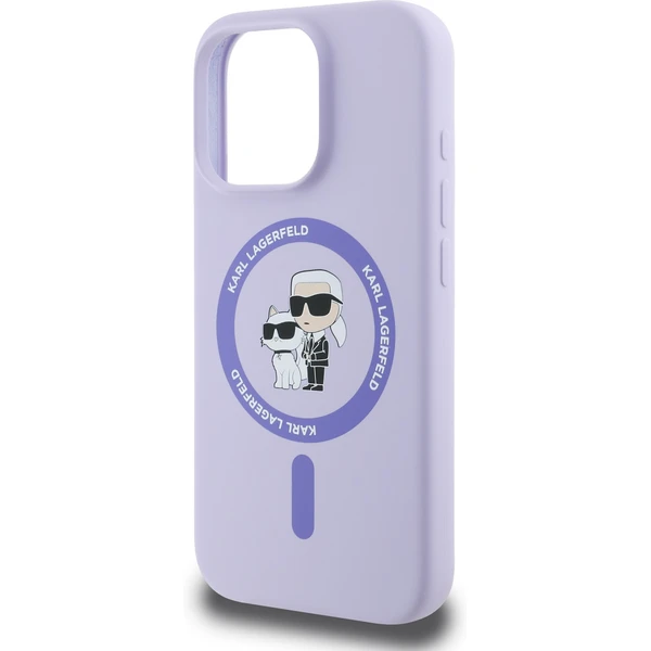Karl Lagerfeld Liquid Silicone Karl a Choupette MagSafe kryt iPhone 16 Pro fialový - Puzdra - Obrázok dddacd47fa354ccea9823a5eec041521