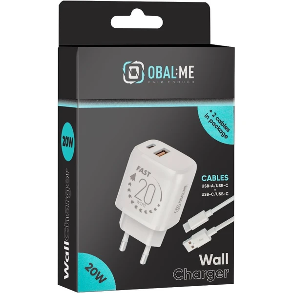 OBAL:ME nabíjačka USB-A/USB-C (20W) + 2x kábel (1m) biela - Nabíjačky - Obrázok ddfcea697b0a4791b6c7ea3fbe591050