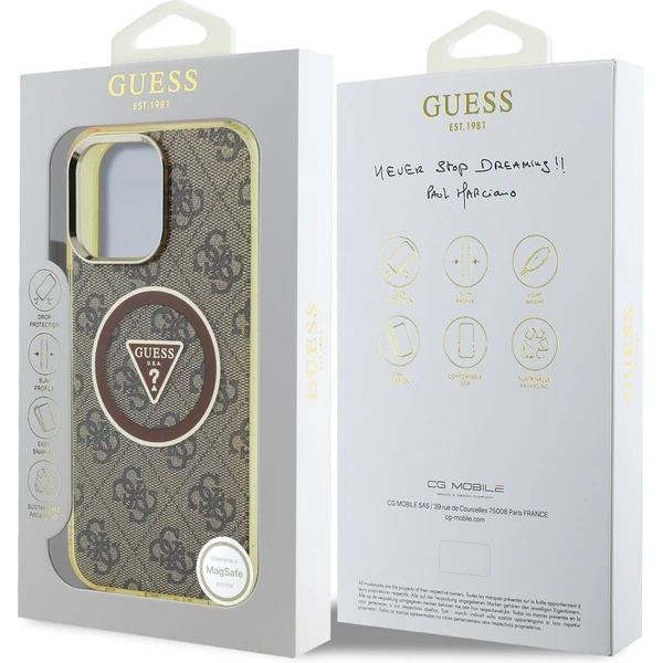 Guess IML 4G Glitter a Triangle Logo MagSafe kryt iPhone 16 Pro Max hnedý - Puzdra - Obrázok de80b241a6704a158de49751c469f16e