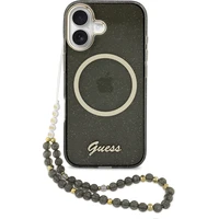 Guess IML Glitter Script Strap MagSafe kryt iPhone 17 čierny - Puzdra