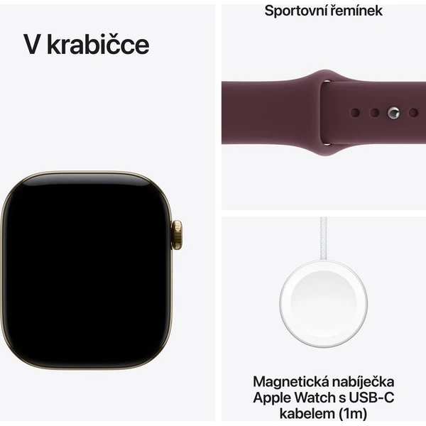 Apple Watch Series 12 Cellular (46mm) Zářivě zlatý titan s burgundsky červeným sportovním řemínkem S - Inteligentné hodinky - Obrázok def170fb9a944fdfbb1e8411e9831dca