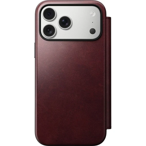 Nomad Modern Leather Folio (Horween) MagSafe kožené púzdro iPhone 17 Pro Max Burgundy - Puzdra - Obrázok df04994be62e475495eb565756549fd1