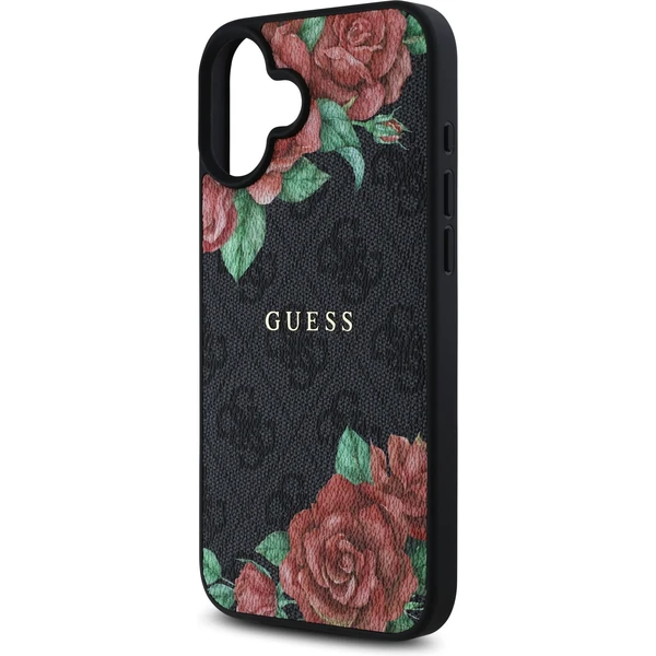 Guess PU Leather 4G Roses MagSafe kryt iPhone 16 čierny - Puzdra - Obrázok df0ab713addc45abb706f1b831cfdf97
