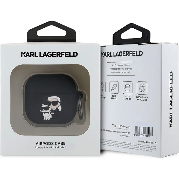 Karl Lagerfeld 3D Logo NFT Karl and Choupette silikónové puzdro AirPods 4 čierne - Puzdra - Obrázok df74e7c44b8e40949ca7850fd9b29736