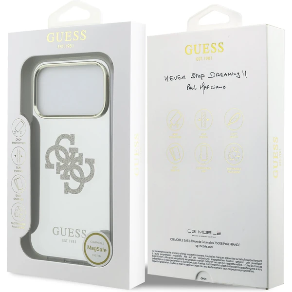 Guess PC/TPU Mirror 4G Glitter Logo MagSafe kryt iPhone 17 Pro Max zlatý - Puzdra - Obrázok df99e8075c8545be886f3cf7f61379b0