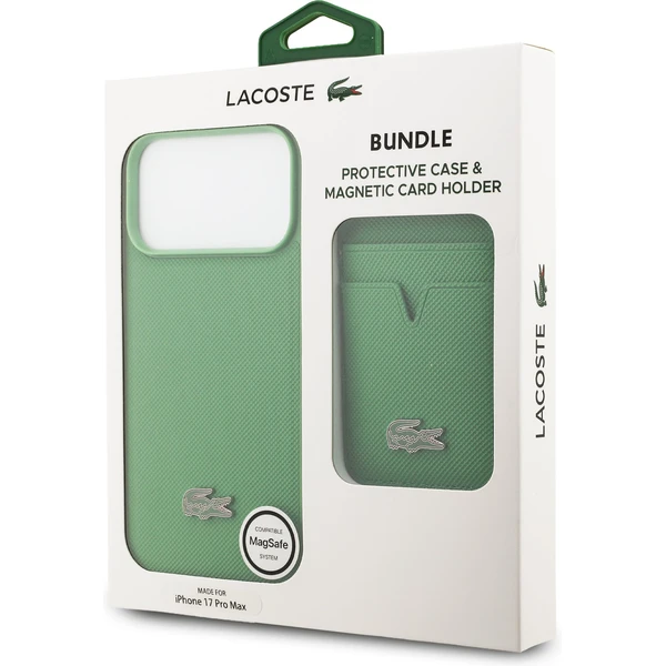Lacoste Iconic Petit Pique MagSafe kryt + peňaženka iPhone 17 Pro Max zelený - Puzdra - Obrázok dfa2aa8dc21c4e8c8f543d1421006e17