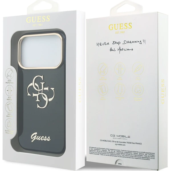 Guess IML 4G Script Metal Logo kryt iPhone 17 Pro modrý - Puzdra - Obrázok e0034d014374483ba304685fc0d3bdf8